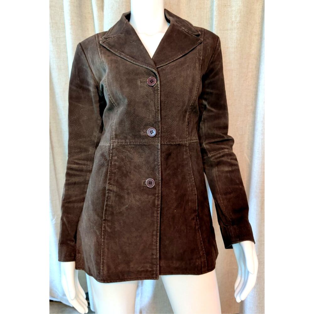 VTG Y2K Misdemeanor Women's Brown Suede Jacket Blazer 3 Button Size M Boho